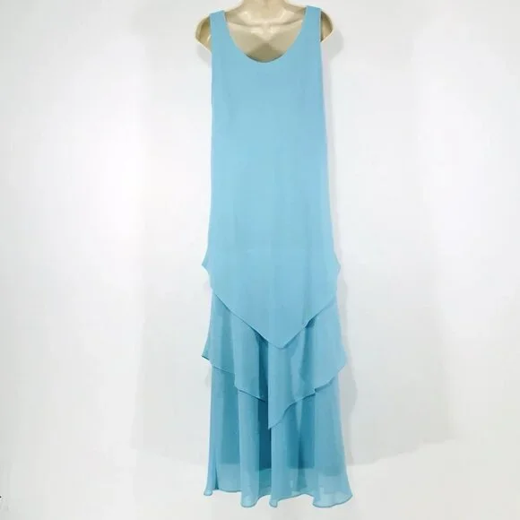 VTG Ursula of Switzerland 2 Pc Gown /Crystal Jacket Sz 12 Flowy Chiffon Wedding - Picture 11 of 14